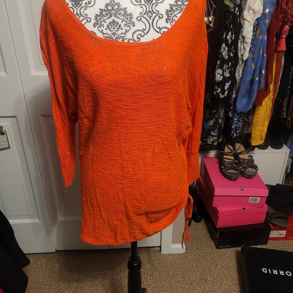 Express Vibrant Orange Side Synch Top